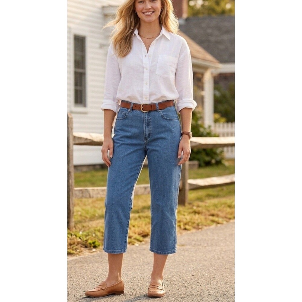 VTG Lauren Ralph Lauren Capri Jeans Jorts Blue High Rise 30” Waist 12P
